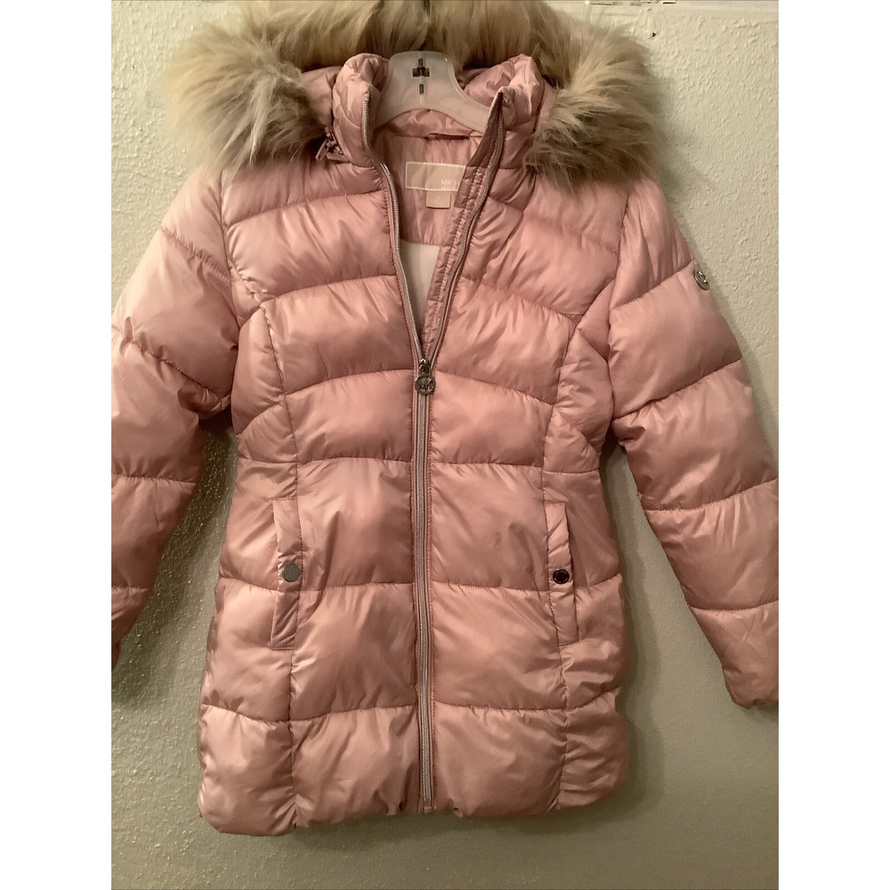 Michael Kors Little Girls Heavy Weight Stadium Jacket Blush Size 14 READ